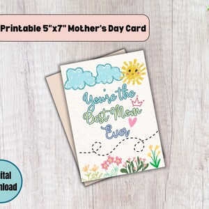 Linda tarjeta imprimible para el Día de la Madre / "¡Eres la mejor mamá del mundo!" / Tarjeta digital divertida para descargar al instante / Diseño divertido con letras a mano
