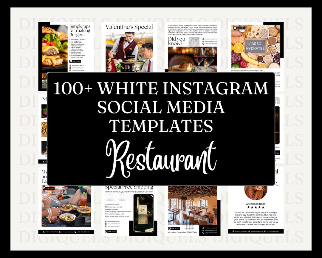Restaurant Instagram Post Templates: White Social Media Content (canva ...