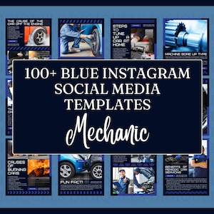 Mechanic Social Media Template Blue Themed Instagram Post for Auto Repair, Garage, and Car Shop Marketing Automotive Social Media Instagram