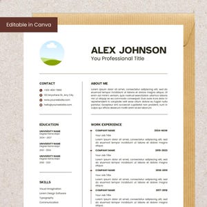 Modern Minimal Resume Template | ATS-Friendly | Editable in Canva + Cover Letter