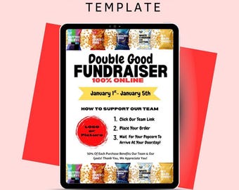 Double Good Popcorn Fundraiser Flyer Template: Editable Canva Printable (Digital Download)