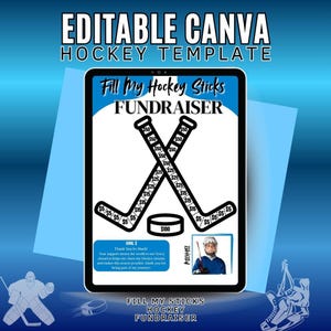 Folleto de recaudación de fondos de hockey Fill My Sticks / Plantilla editable de Canva / Descarga digital fácil para recaudar fondos para deportes de equipo / Acceso instantáneo
