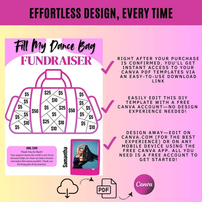 Dance Fundraiser Template: Fill My Bag, Editable Canva Design (digital ...