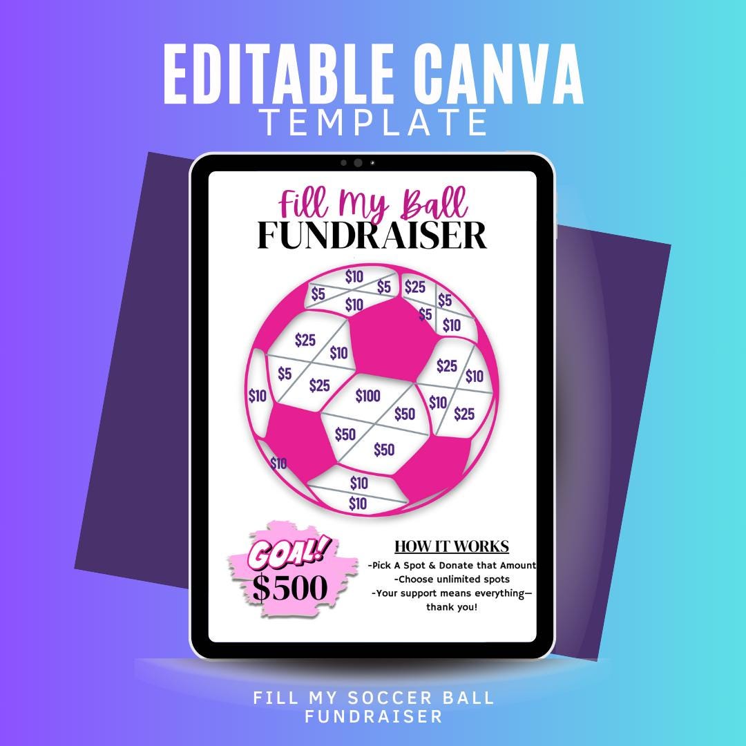 Soccer Fundraiser Flyer: Fill My Ball Template (Digital Download)