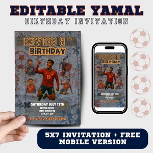 Yamal Soccer Birthday Invitation: Editable Text, Printable (Digital Download)