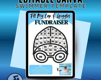 Swim Fundraiser Flyer: Editable Canva Template (Digital Download)