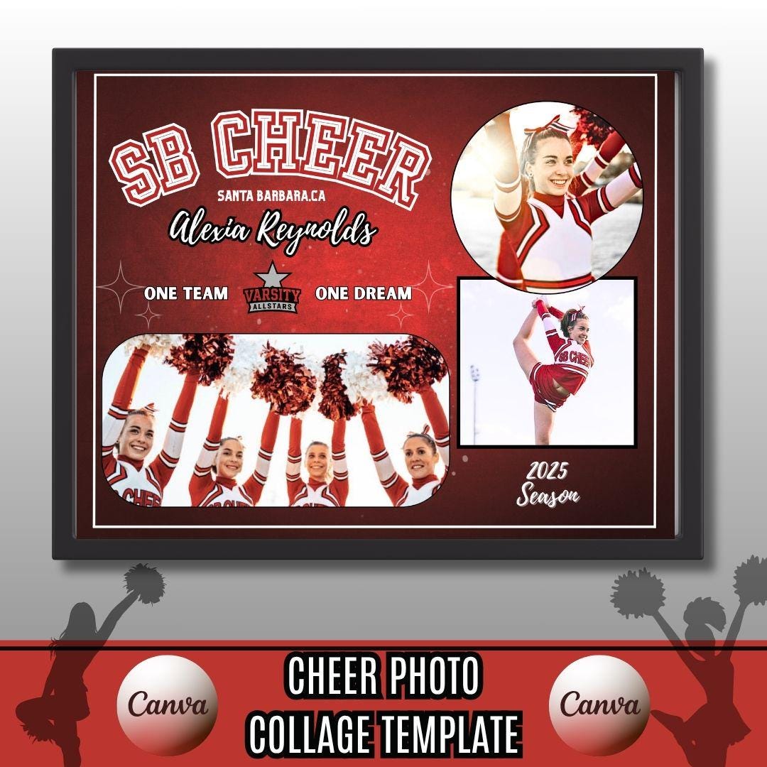 Cheer Team Photo Collage Template 10x8 | Editable Cheerleading End of ...