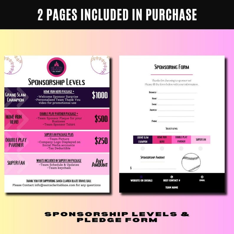Softball Sponsorship Template: Editable Canva Fundraiser Flyer ...