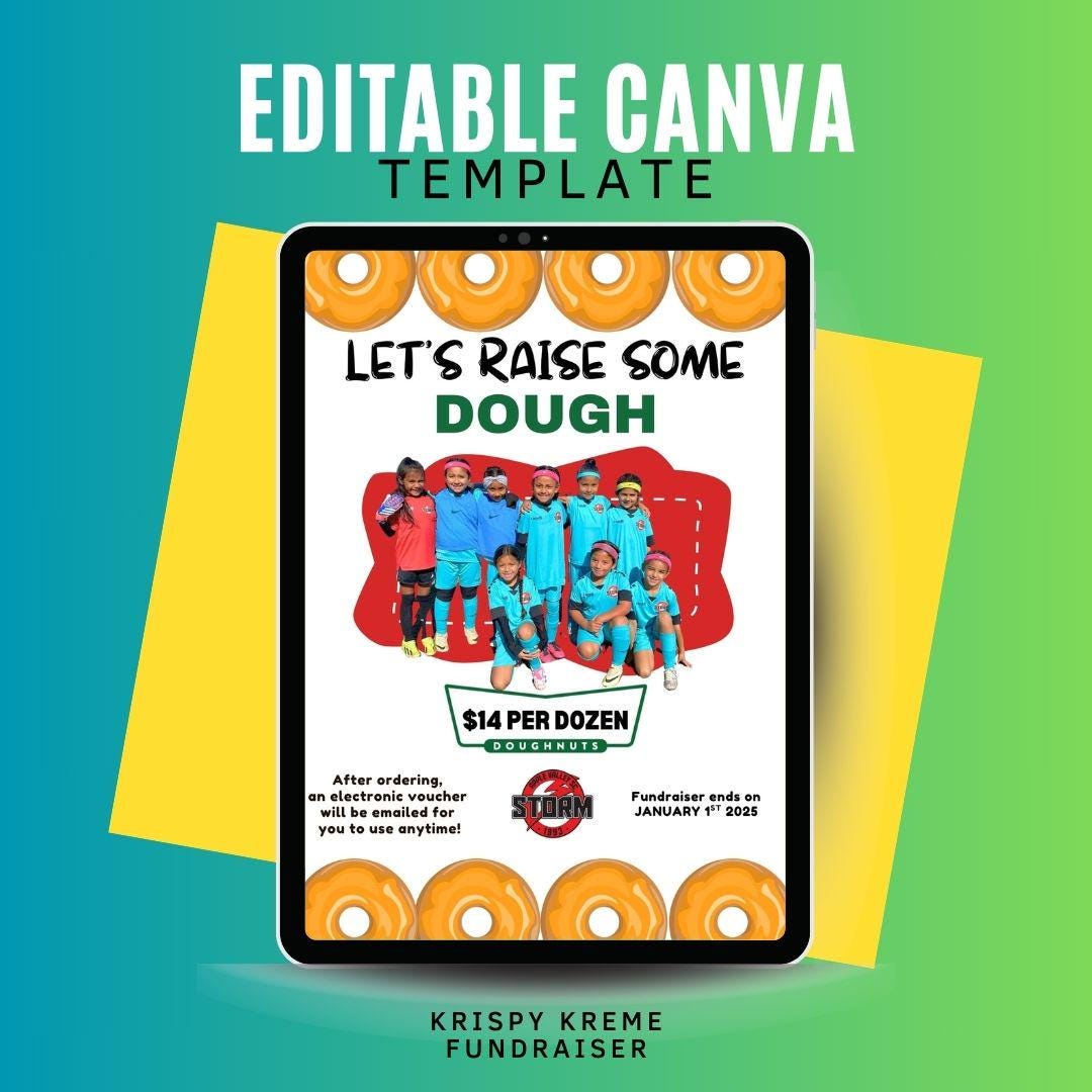 Krispy Kreme Fundraiser Flyer: Editable Canva Template (Digital Download)
