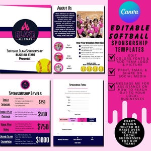 Softball Sponsor Packet Canva Template: Editable Team Fundraising (Digital Download)