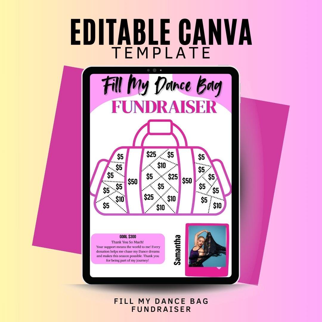 Dance Fundraiser Template Fill My Bag, Editable Canva Design (digital