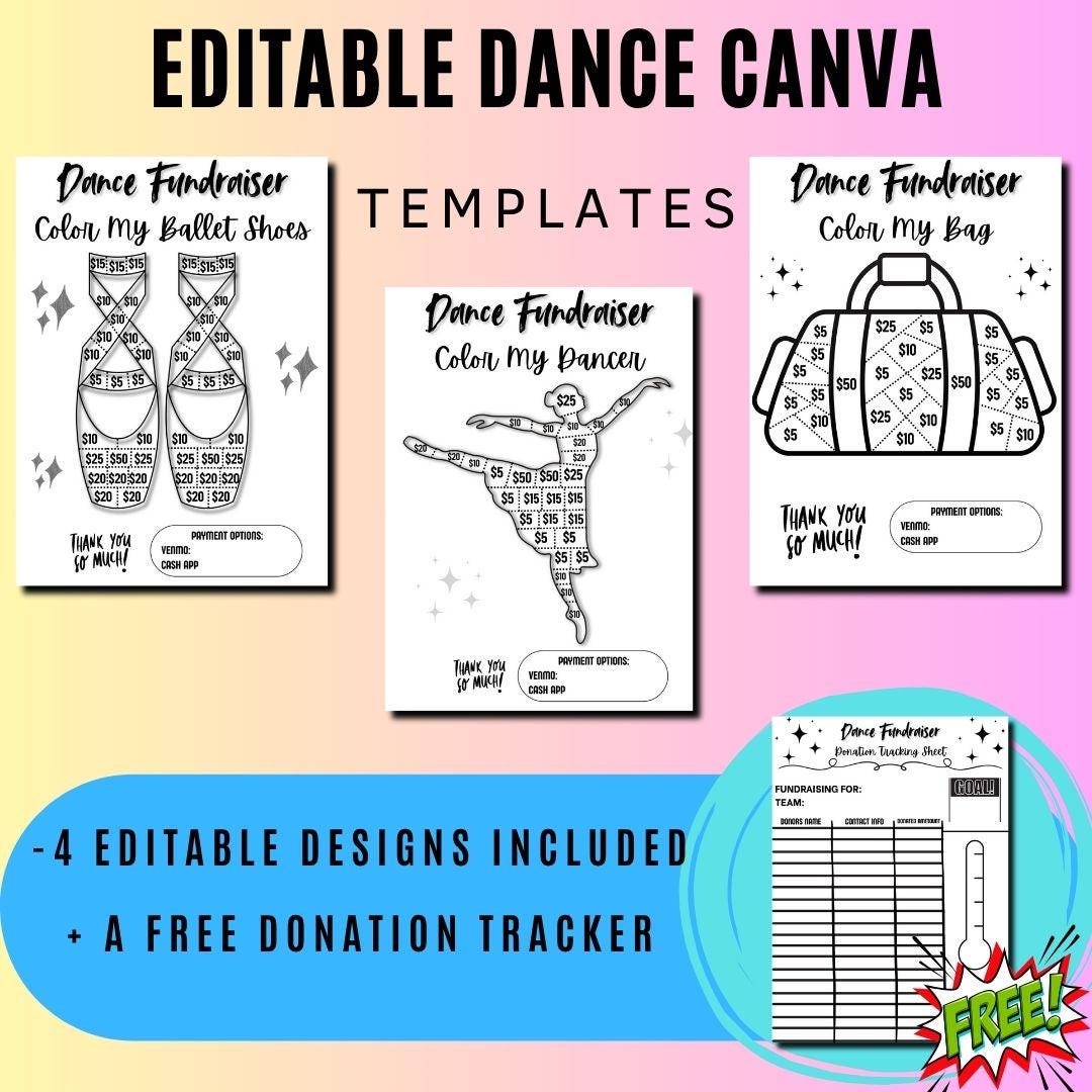 Dance Fundraiser Bundle: Editable Canva Templates (Digital Download