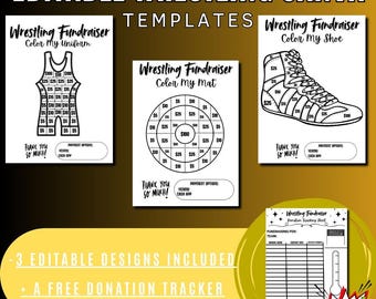 Wrestling Fundraiser Template Bundle: Fill My Mat, Uniform, Shoe (Canva Editable, Printable Download