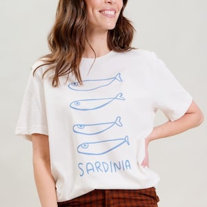 Sardines from Sardinia Unisex, Graphic Adult Tee, Vintage Inspired summer t-shirt image 1