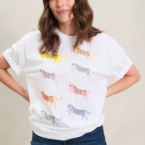 Tigers Unisex, Adult Tee, Rainbow tigers, Vintage Inspired summer,  t-shirt