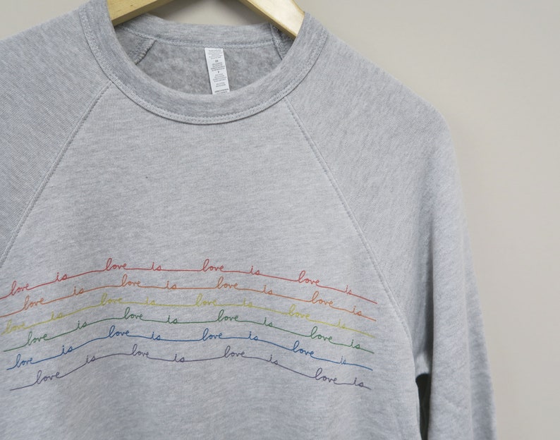 Pride Love is Love LGBTQ Pride Sweater, Ally, Feminist, Unisex Adult Sweatshirt, Rainbow, Harvey Milk, Fall Sweater image 1