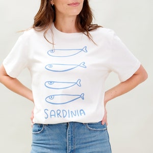 Sardines from Sardinia Unisex, Graphic Adult Tee, Vintage Inspired summer t-shirt image 2