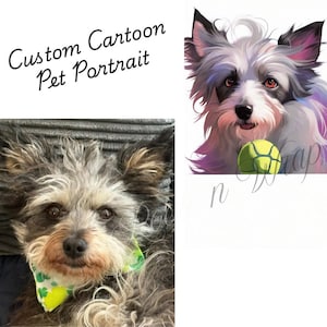 Cartoon Pet Portrait, Custom Pet Portrait, Cartoon Portrait from Photo, Digital Download