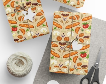 Charmante Foodie Geschenkpapier, Gourmet Geschenkpapier, Geschenkpapier, 10x10cm Bäcker Papierrolle, Geschenkpapierrolle