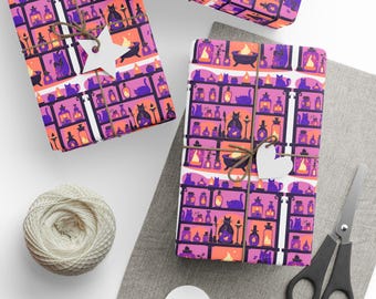 Papeles de regalo de boticario para Halloween, papel de regalo colorido para cualquier ocasión, papel de regalo artístico para cumpleaños y fiestas, manualidades DIY, Halloween vibrante