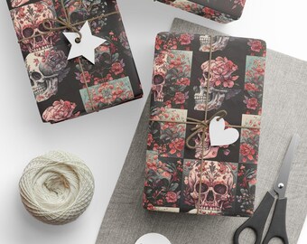 Gothic Floral Wrapping Paper, Unique Gift Wrap for Birthdays, Halloween, Weddings, Special Occasions