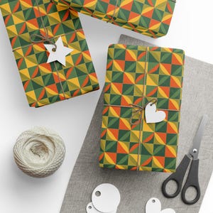 Kolorowy geometryczny papier do pakowania, papier do pakowania prezentów na każdą okazję, wyjątkowe opakowania świąteczne, ekologiczny papier dekoracyjny na prezenty