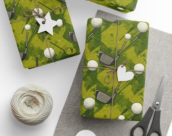 Golf-Themed Wrapping Paper, Unique Gift Wrap for Golf Lovers, Customizable Holiday Wrapping, Perfect for Birthdays and Celebrations, Fun