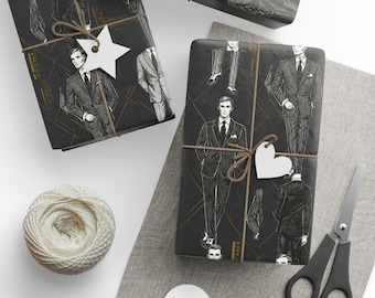 Elegant Vintage Wrapping Paper, Art Deco Gift Wrap for Holidays, Birthdays, Weddings, Eco-Friendly Gift Packaging, Stylish Party Decor