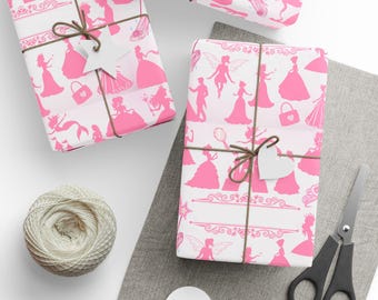 Chic Pink Princess Wrapping Paper, Elegant Gift Wrap, Birthday, Wedding, Baby Shower, Party Supplies