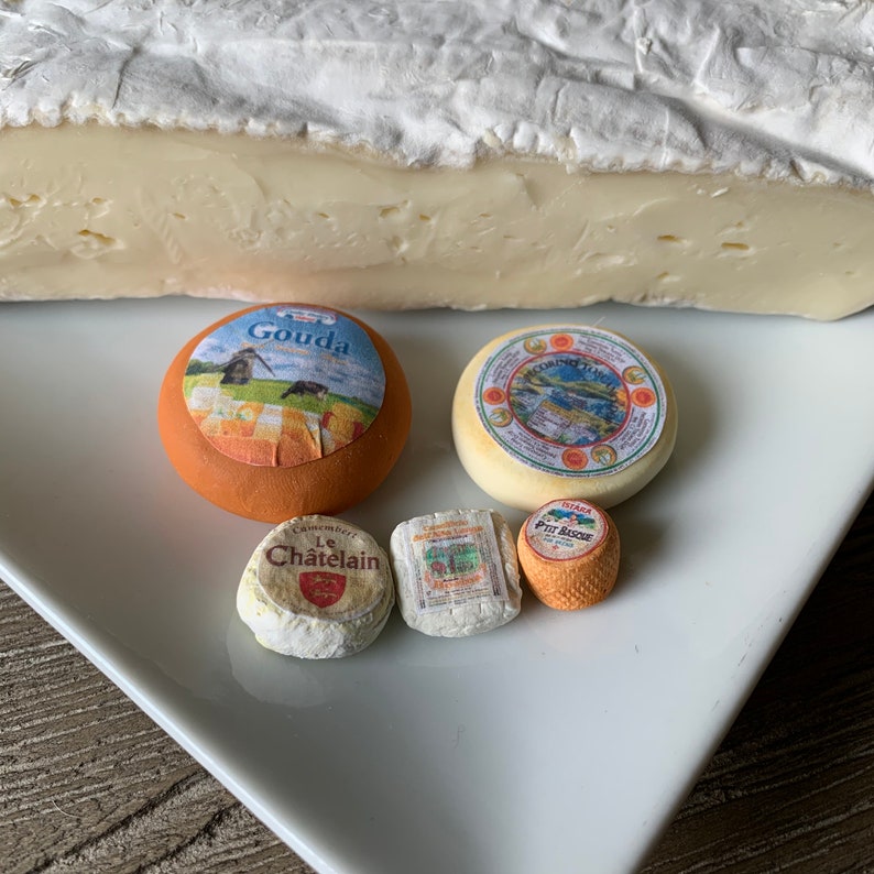 9 Dollhouse Miniatures Handmade Gouda Cheese Wheel Food