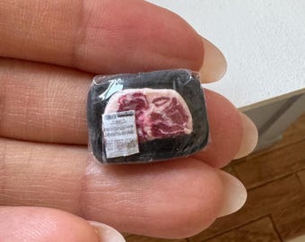 Miniature Dollhouse Packaged Raw Meat Steak in 1:12 scale one inch