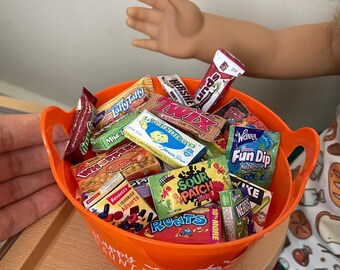 Miniature Trick or Treat Assorted Candy and Big bucket for American Girls AG Doll 1:3 scale Halloween chocolate candy bucket licorice