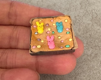 Miniature Dollhouse Easter Peeps Blondies chocolate candy bar sheet in 1:12 scale desserts doll food