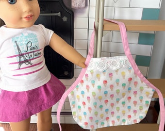 Ice cream print Apron for American Girl 18 inch dolls pastel summer treat