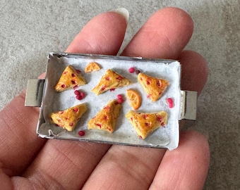 Miniature Dollhouse Holiday Cranberry Scones on a tray in 1:12 scale one inch Christmas dessrt