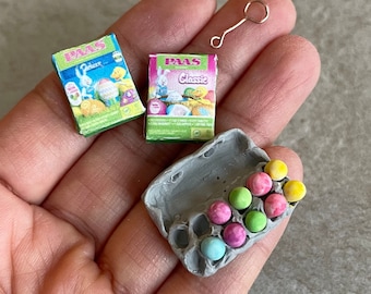Miniature Dollhouse Easter egg dye Egg carton in 1:12 scale desserts doll food