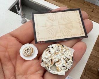Miniature Dollhouse Cinnamon rolls in a round pan and plate 1:12 scale one inch