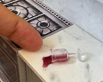 Miniature Dollhouse Spilled Wine drink in 1:12 scale one inch