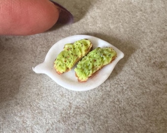 Miniature Dollhouse Avocado Toast in 1:12 scale inch brunch food dish
