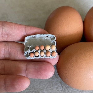Miniature Dollhouse Carton of dozen eggs in 1:12 scale inch brunch food dish
