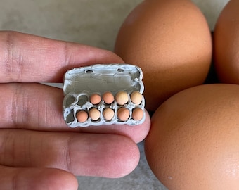 Miniature Dollhouse Carton of dozen eggs in 1:12 scale inch brunch food dish