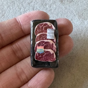 Miniature Dollhouse Packaged Raw Steak Beef in 1:12 scale