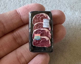 Miniature Dollhouse Packaged Raw Steak Beef in 1:12 scale