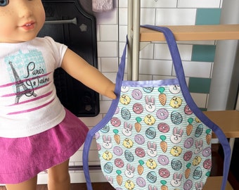 Osterhase und Donuts Print Schürze für American Girl 40 cm Puppen Pastell Möhren Donut