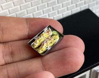 Miniature Dollhouse Mexican street corn and lime slice in 1:12 scale one inch mexican food dish