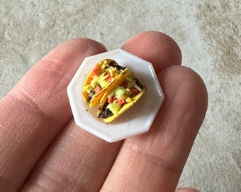 Miniature Dollhouse Tacos on a plate in 1:12 scale one inch mexican food dish