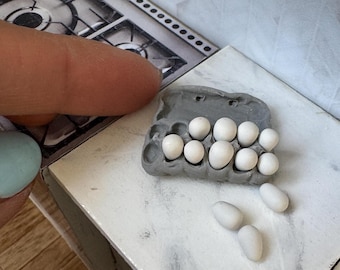 Miniature Dollhouse Carton of White dozen eggs in 1:12 scale inch brunch food dish