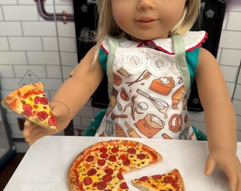 American Girl sized Pepperoni pizza with two slices cut out in 1:3 scale