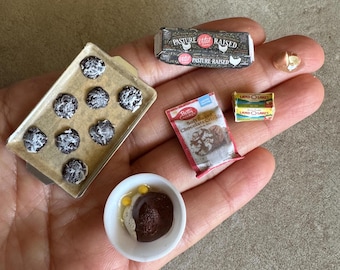 Miniature Dollhouse Chocolate Crinkles Cookies Preparation scene in 1:12 scale one inch bjd