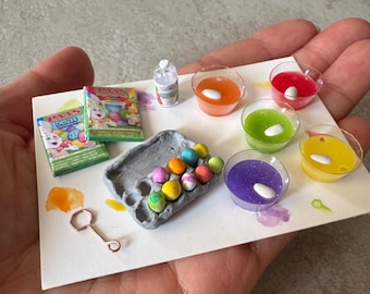 Miniature Dollhouse Ostern Eier färben Eierkarton in 1:12 Desserts Puppenfutter